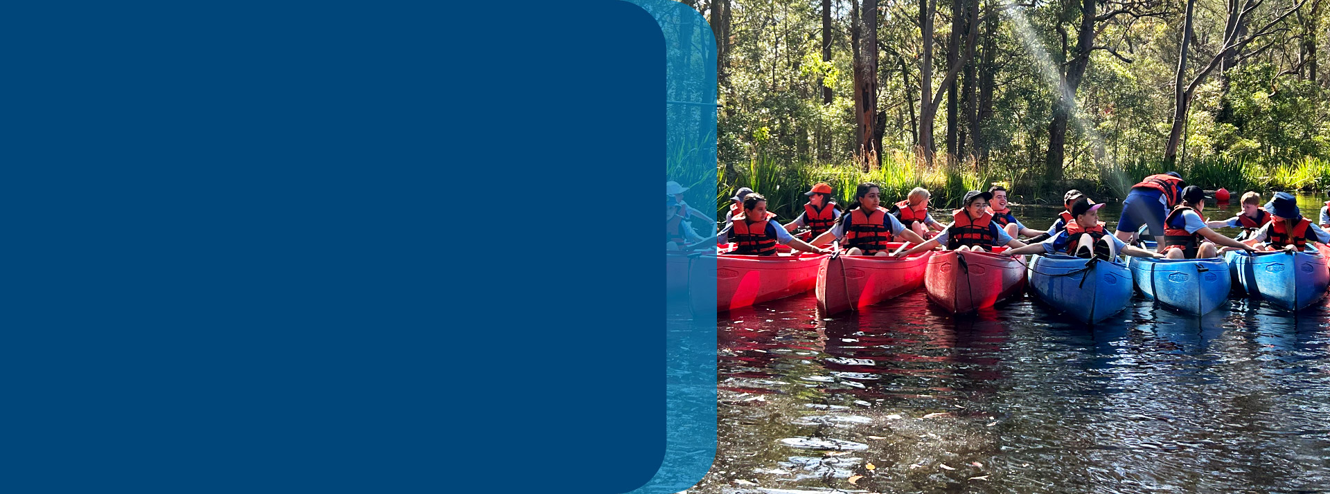 Students during a kayaking activity at school camp at Our Lady Queen of Peace Primary School Greystanes