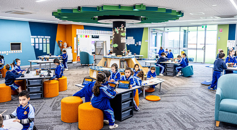 Students learning in the classroom at Our Lady Queen of Peace Primary School Greystanes