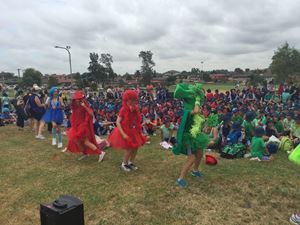 team captains dancing at cross country