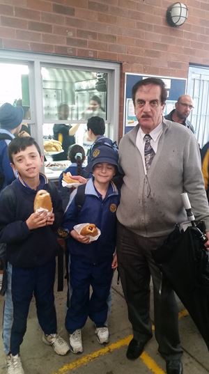 Father and Sons enjoying their breakfast