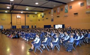 Students praying at the Liturgy