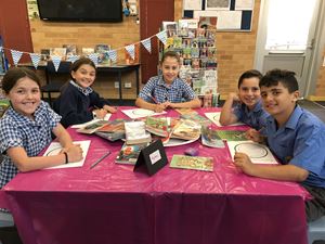 Year 3 students at the cafe