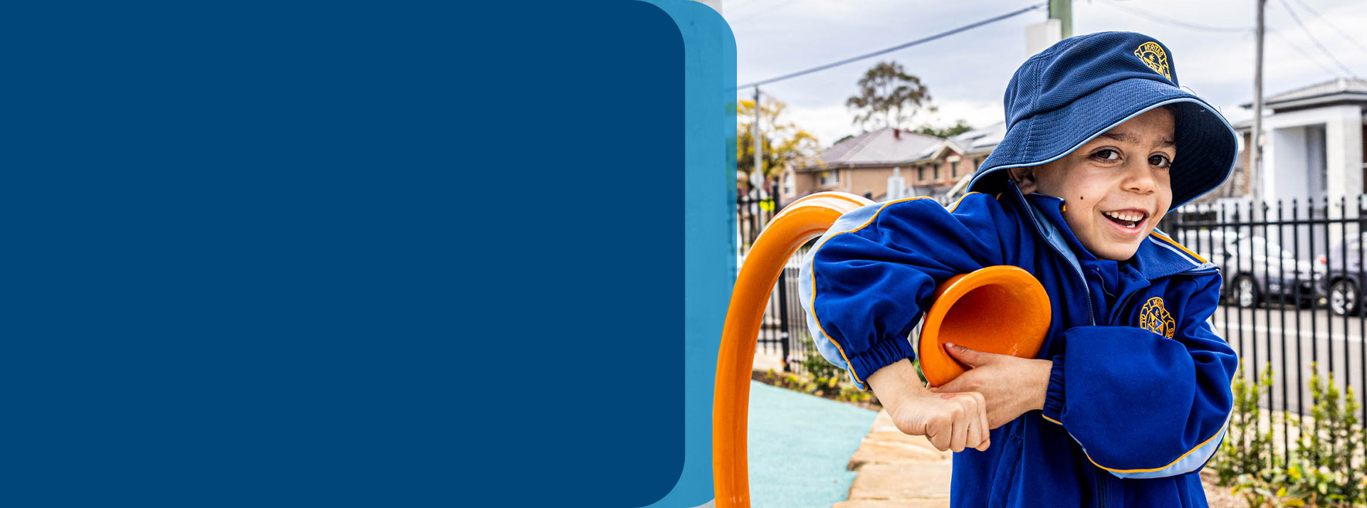 Student playing outside in the playground at Our Lady Queen of Peace Primary School Greystanes