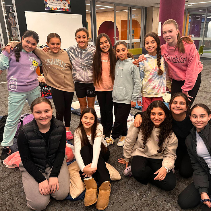 Students participating in The Winter Sleepout for charity at Our Lady Queen of Peace Primary School Greystanes